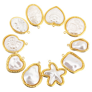 Dijes de Nácar con Forma de Corazón, Flor, Estrella, Ovalados, Irregulares y Rectangulares, con Engaste de Bisel, para Colgantes, Accesorios de Joyería DIY, Unisex, para Uso Diario - Product Image 5