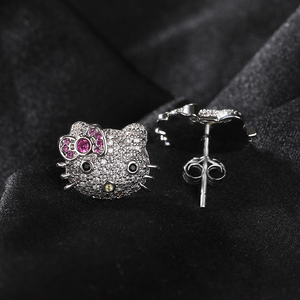 UWIN 2025 Sanrio CZ HK <span class=keywords><strong>Cat</strong></span> серьги с кошачьим лицом серьги-гвоздики милые Мультяшные украшения - Product Image 3