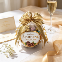 Caja de Regalo de Chocolate Esférica Transparente Envuelta en Cinta Dorada RISHDENE, Envoltorio Mixto para Dulces de Chocolate con Nueces para Recuerdos de Boda