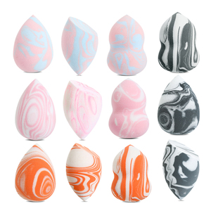 Éponge de maquillage en forme de goutte d'eau en marbre multicolore, réutilisable, pour fond de teint, outil de maquillage personnalisé - Product Image 4