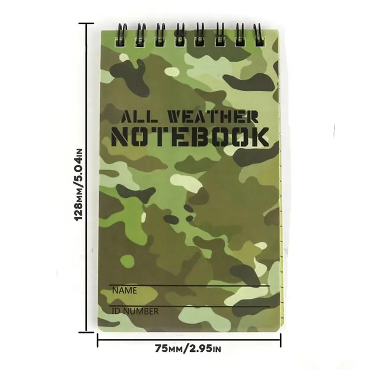 Della fabbrica del Commercio All'ingrosso Mini Pocket All Weather Notebook Impermeabile di Carta di Scrittura Camouflage Note Book