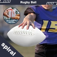 Ballon de football américain professionnel en cuir PU, logo personnalisé, tout blanc, tailles 3, 6, 9