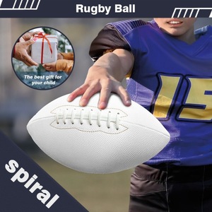 Fútbol de cuero PU con logotipo personalizado profesional todo blanco rugby tamaño 3 6 9 fútbol americano - Product Image 6