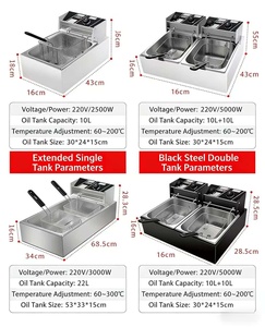 業務用電気フライヤー 2500w 10L ステンレス製 業務用フライヤー 家庭用キッチン レストラン用 - Product Image 5