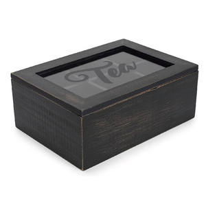 Fabriqué à la main belle boîte de coffre de rangement de thé de pin Grain de <span class=keywords><strong>bois</strong></span> <span class=keywords><strong>noir</strong></span> artisanat en <span class=keywords><strong>bois</strong></span> peint pour la décoration intérieure - Product Image 6