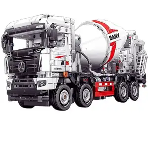 Camion della betoniera del veicolo di ingegneria della città 712037 con i giocattoli dei blocchi di costruzione dei mattoni del camion di ingegneria tecnica della pompa del rimorchio