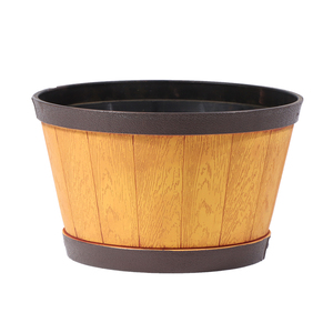 Maceta de plástico <span class=keywords><strong>con</strong></span> diseño de <span class=keywords><strong>madera</strong></span> para jardín, cubo decorativo para interior, estilo rústico, macetero de barril de vino, hecho de fábrica - Product Image 4