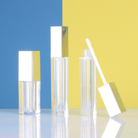 Pinceau court brillant à lèvres 2ml 4ml 6ml conteneur vide carré brillant à lèvres bouteille rose argent brillant à lèvres tube de brosse