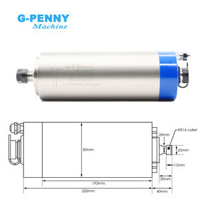 Moteur de broche refroidi par eau G-penny 1,5 kW ER16 D80, onduleur 1,5 kW <span class=keywords><strong>FL</strong></span> YL42, support 80 mm, pompe à eau 75 W pour machine de fraisage CNC - Product Image 2