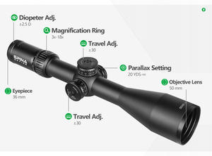 Ống ngắm tầm xa Spina Optics 3-18x50 SFP, hoàn toàn phủ lớp chống phản chiếu, hợp kim nhôm, OEM ODM, dùng cho săn bắn chiến thuật - Product Image 4