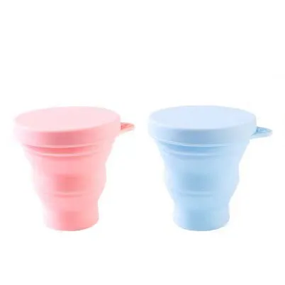 Venta al por mayor taza de café plegable de silicona con cubierta taza de agua de silicona portátil taza de café de silicona