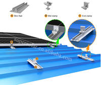 Rail mini en aluminium anodisé pour montage de panneaux solaires sur toit, rail PV léger, résistance au vent 60 m/s, résistance à la neige 1,5 KN/m², pour tuiles et métal