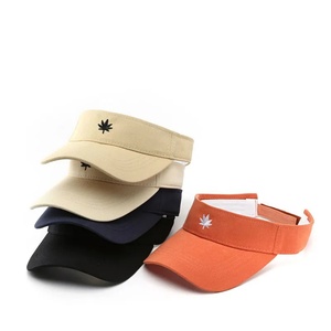 <b>Navy</b> Pure Color Summer Sun <b>Hat</b> with Custom Embroidery Logo Fashionable Beach Visor <b>Hat</b> for Sports and Travel - Product Image 4