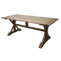 Table à manger en bois rétro, meuble de salon de ferme antique, pieds croisés, table à manger en bois, nouvelle collection, prix d'usine