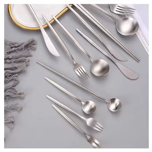 Juego de cubiertos de oro mate de lujo 18/10, cuchara de acero inoxidable, cuchillo, tenedor, cubiertos de boda, juego de cubiertos dorados - Product Image 5
