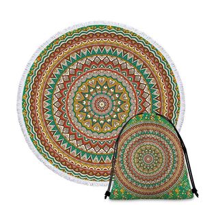Serviette de plage ronde en microfibre à séchage rapide, style mandala moderne, imprimée sur mesure, vente en gros OEM, été - Product Image 1
