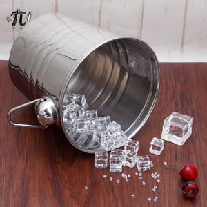 Cubo de <span class=keywords><strong>Hielo</strong></span> Reutilizable de Acero Inoxidable Plateado, Herramienta de Bar Ecológica y Duradera para Enfriar Vino, con Asa Elegante - Product Image 3