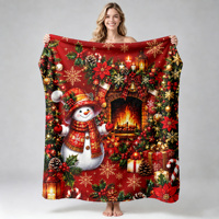 Couverture Polaire en Flanelle Chien Teckel de Noël, Douce et Chaude, Motif Personnalisé, OEM ODM