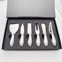 Ensemble de couteaux à fromage en acier inoxydable à revêtement antiadhésif de 6 pièces avec boîte-cadeau pour Noël prêt à expédier