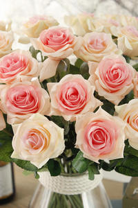 Fleurs de roses artificielles en velours, roses rouges blanches personnalisées au toucher réel, fleurs décoratives pour décoration de mariage - Product Image 4