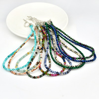 Collier en pierres précieuses naturelles de 4 mm, Amazonite, Agate, Améthyste, Quartz Rose, Collier de perles en cristal, Vente en gros