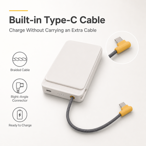Banco de Energía Inalámbrico Magnético de 10000 mAh, <span class=keywords><strong>Cargador</strong></span> Portátil de <span class=keywords><strong>Carga</strong></span> Rápida de 22.5 W con Cable Tipo C Integrado - Product Image 2