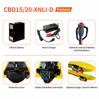 Transpalette électrique à batterie lithium 48V SKT CBD15-XNLi-D1/2 1,5 tonne, 1500 kg, avec pneus PU pour entrepôt
