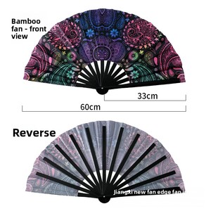 Éventail pliant en tissu <span class=keywords><strong>de</strong></span> 13 pouces avec bambou, idéal pour les soirées, le kung-fu et les boîtes <span class=keywords><strong>de</strong></span> <span class=keywords><strong>nuit</strong></span> - Vente en gros usine - Product Image 3