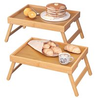 Table de lit en bambou avec pieds pliables, plateaux de petit-déjeuner, plateau de service pour aliments et collations, plateaux pour ordinateur portable pour travailler