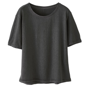 T-shirt décontracté ample et durable en fibre de bambou de couleur unie pour homme, vente en gros directe d'usine, avec lettrage brodé - Product Image 2