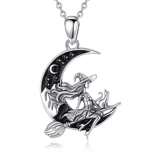 Merryshine - Colgante Místico de Bruja, Gato Lunar, Plata de Ley 925, Joyería Pagana Wicca, <span class=keywords><strong>Regalos</strong></span> de Brujería para <span class=keywords><strong>Mujer</strong></span> - Product Image 1