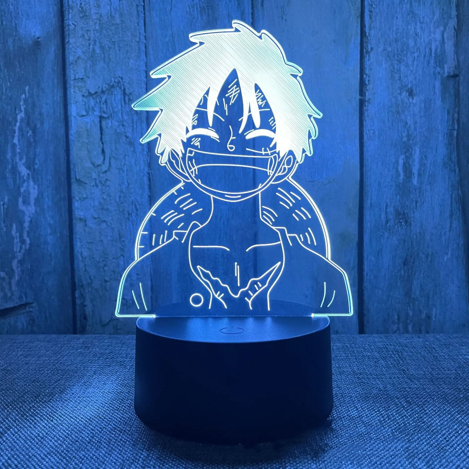 Lampu meja LED kreatif One Piece, lampu malam 3D seri Luffy, kendali jarak jauh, sentuhan warna-warni, lampu hadiah