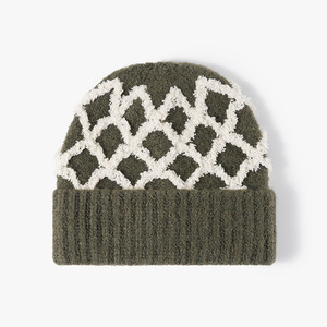 Fábrica Custom Checkered Design Xadrez Padrão Argyle Inverno Manter Quente Beanie Malha Diário Moda Unisex Cuff Chapéu Verificado - Product Image 6