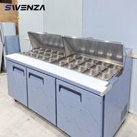 Table de préparation de salades en acier inoxydable, réfrigérateur, comptoir de préparation alimentaire commercial pour restaurant
