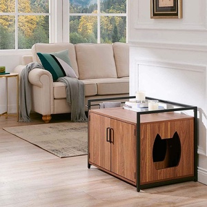 Panca per bagno privacy in legno con struttura in ferro di forma personalizzata mobili nascosti custodia per lettiera per gatti, casa per gatti in ferro di legno - Product Image 6