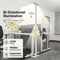 Lampe de sol de bureau moderne en métal à LED à CRI élevé 98, 14000 lm, UGR<14, sans scintillement, éclairage direct et indirect, dimmable