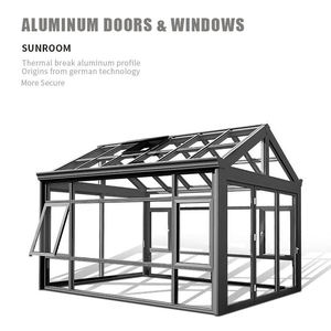 Gazebo con Techo Rígido Permanente, Solárium de Acero Galvanizado con Doble Techo, Casa de Jardín con Pantalla Exterior de Aluminio, Sala de Estar al Aire Libre para Patio o Terraza - Product Image 2