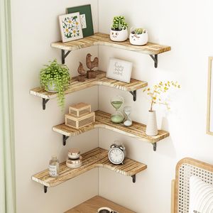 Juego de 5 Estantes <span class=keywords><strong>Flotantes</strong></span> de Madera Rústica para Pared, Estante de Esquina para Baño, Cocina, Dormitorio, Decoración del Hogar, Sala de Estar - Product Image 6