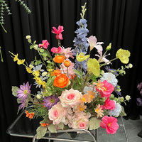 Chemin de Table de Mariage « Jardin de Monet » Personnalisé Fait Main, Arrangements Floraux Artificiels Colorés pour Allées de Pâques et d'Halloween