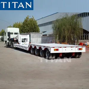 TITAN 4เพลา80ton Lowboy รถพ่วงคอห่านไฮดรอลิกขยายได้ Lowboy Low Bed