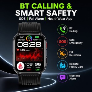 Montre connectée médicale TK67 avec tensiomètre à pompe à air, ECG, diagnostic IA de la santé cardiaque et suivi SpO2 au doigt - Product Image 4
