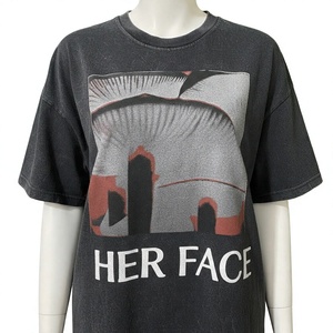 Camiseta Negra Extra Grande de Algodón para Hombre con Estampado de Su Rostro, Cuello Redondo, Manga Corta, Estilo Casual - Product Image 1