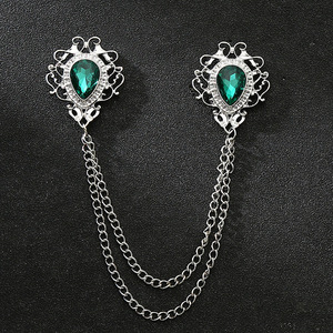 Acessórios de Moda Estilo Britânico: Broche de Corrente Clássico Masculino com Gema Preta, Alfinete de Colarinho para Terno, Joia com Borla para Gravata Borboleta, Casamento e Noivado - Product Image 4