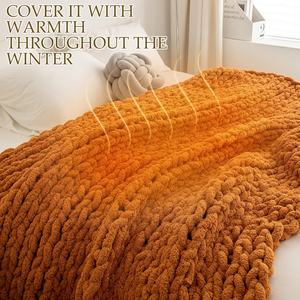 Rahat uyku ev otel yumuşak düğün ağırlıklı tıknaz şönil örme yatak battaniye kapakları - Product Image 5