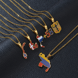 Colliers pendentifs pour femmes avec carte du Venezuela, drapeau et <span class=keywords><strong>code</strong></span> postal 58, emblème de l'aigle allemand, Danemark, Norvège, Thaïlande # 563162 - Product Image 2