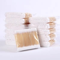   Bâtonnets de coton à double tête 100 pièces/sac Outils de maquillage Coton-tiges et bâtonnets nettoyants pour les oreilles en bois