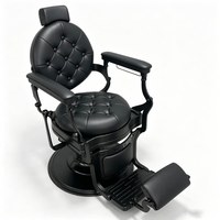 Fauteuil de Barbier Style Vintage avec Fonctions Inclinables et Réglables en Hauteur, Matériau PVC, Modèle 68-88 pour Salons
