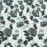 Tissu en velours à paillettes avec broderie florale personnalisée, tissu en dentelle de velours, tissu en velours brodé