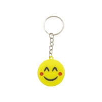 Porte-clés Emoji en PVC souple, pendentif visage de dessin animé pour sacs et clés de voiture, cadeau de fête, vente en gros
