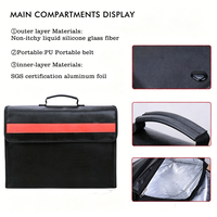 Bolsa de Hombro Ignífuga de Gran Capacidad, Organizador de Documentos de Fibra de Vidrio con Revestimiento de Silicona, Bolsa Impermeable para Archivos A4